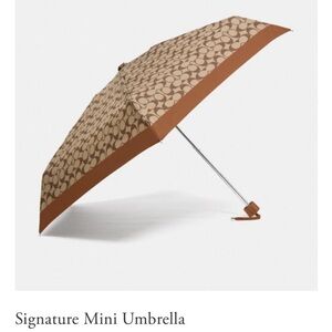 Coach Mini Monogram Umbrella With Signature SV/Khaki/Saddle NWT